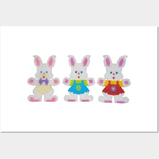 Three bunny rabbit illustration Posters and Art